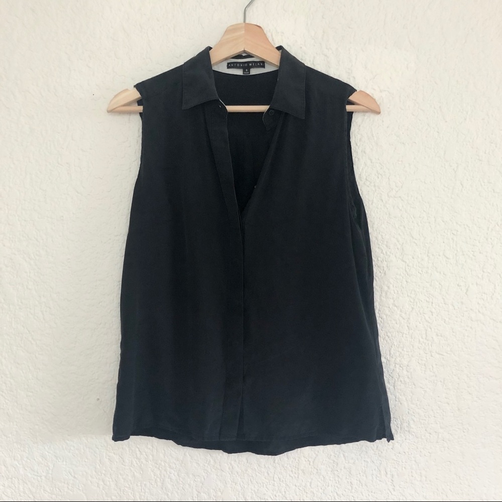 ANTONIO MELANI 100% SILK SLEEVELESS BUTTON UP